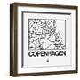 White Map of Copenhagen-NaxArt-Framed Art Print