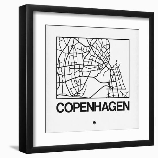 White Map of Copenhagen-NaxArt-Framed Art Print