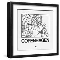 White Map of Copenhagen-NaxArt-Framed Art Print