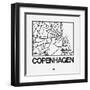 White Map of Copenhagen-NaxArt-Framed Art Print