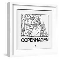 White Map of Copenhagen-NaxArt-Framed Art Print