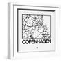 White Map of Copenhagen-NaxArt-Framed Art Print