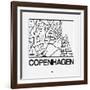 White Map of Copenhagen-NaxArt-Framed Art Print