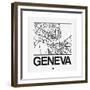 White Map of Geneva-NaxArt-Framed Premium Giclee Print