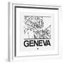 White Map of Geneva-NaxArt-Framed Premium Giclee Print