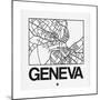 White Map of Geneva-NaxArt-Mounted Premium Giclee Print