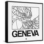 White Map of Geneva-NaxArt-Framed Stretched Canvas