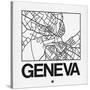 White Map of Geneva-NaxArt-Stretched Canvas