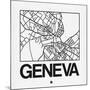 White Map of Geneva-NaxArt-Mounted Art Print