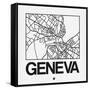 White Map of Geneva-NaxArt-Framed Stretched Canvas