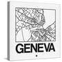 White Map of Geneva-NaxArt-Stretched Canvas