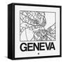 White Map of Geneva-NaxArt-Framed Stretched Canvas