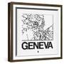 White Map of Geneva-NaxArt-Framed Art Print
