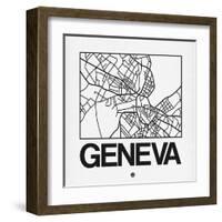 White Map of Geneva-NaxArt-Framed Art Print