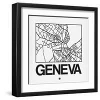 White Map of Geneva-NaxArt-Framed Art Print