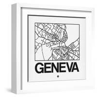 White Map of Geneva-NaxArt-Framed Art Print