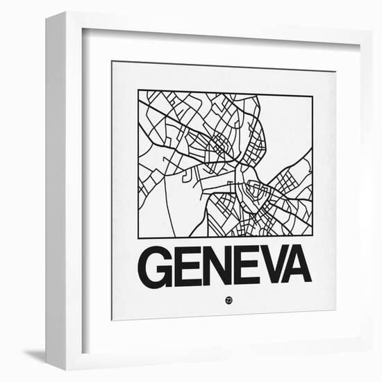 White Map of Geneva-NaxArt-Framed Art Print