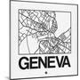 White Map of Geneva-NaxArt-Mounted Art Print