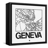 White Map of Geneva-NaxArt-Framed Stretched Canvas