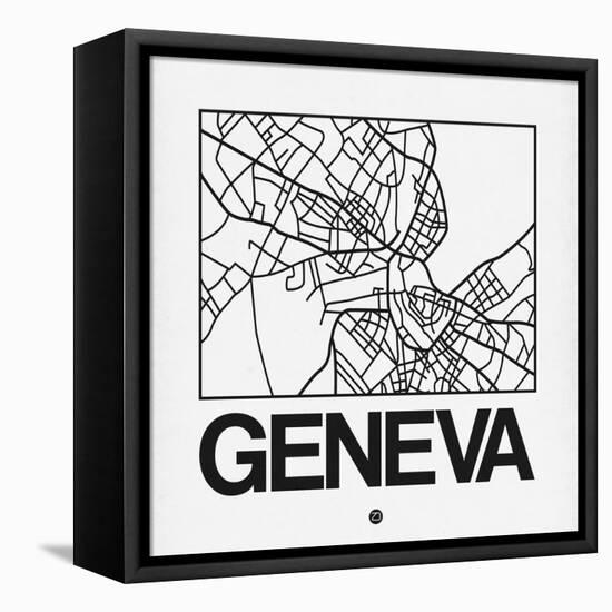 White Map of Geneva-NaxArt-Framed Stretched Canvas