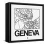 White Map of Geneva-NaxArt-Framed Stretched Canvas