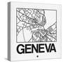 White Map of Geneva-NaxArt-Stretched Canvas