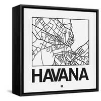 White Map of Havana-NaxArt-Framed Stretched Canvas