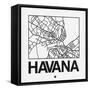 White Map of Havana-NaxArt-Framed Stretched Canvas