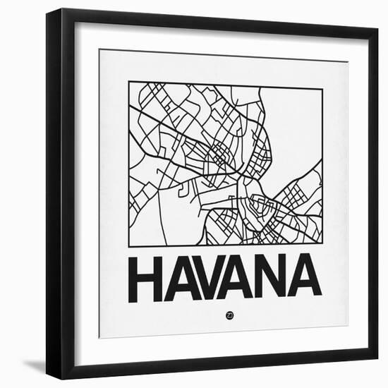 White Map of Havana-NaxArt-Framed Art Print