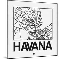 White Map of Havana-NaxArt-Mounted Art Print