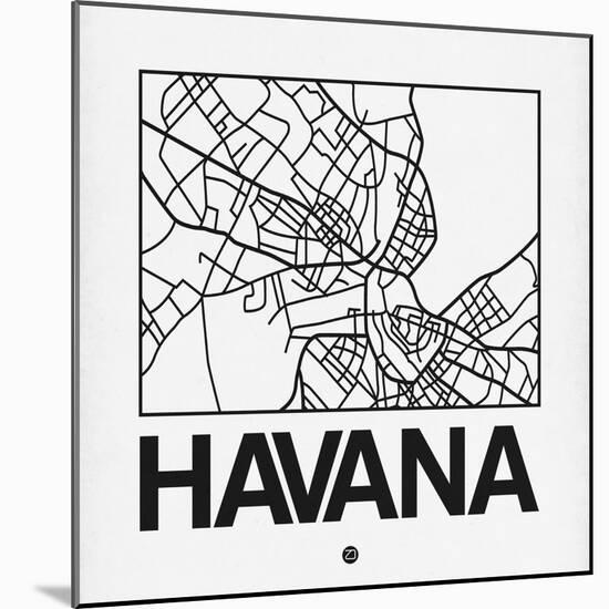 White Map of Havana-NaxArt-Mounted Art Print