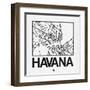 White Map of Havana-NaxArt-Framed Art Print