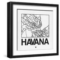 White Map of Havana-NaxArt-Framed Art Print