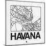 White Map of Havana-NaxArt-Mounted Art Print