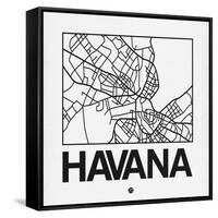 White Map of Havana-NaxArt-Framed Stretched Canvas