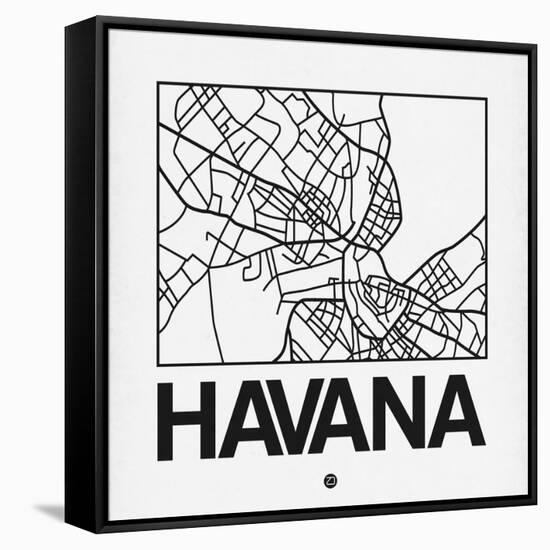 White Map of Havana-NaxArt-Framed Stretched Canvas