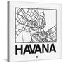 White Map of Havana-NaxArt-Stretched Canvas