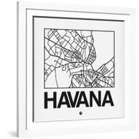 White Map of Havana-NaxArt-Framed Art Print