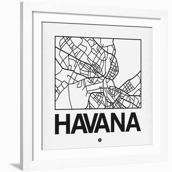 White Map of Havana-NaxArt-Framed Art Print