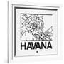 White Map of Havana-NaxArt-Framed Art Print