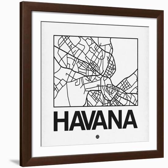 White Map of Havana-NaxArt-Framed Art Print