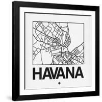 White Map of Havana-NaxArt-Framed Art Print