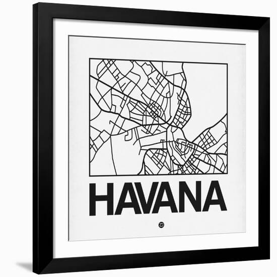 White Map of Havana-NaxArt-Framed Art Print