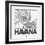 White Map of Havana-NaxArt-Framed Art Print