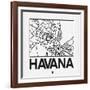 White Map of Havana-NaxArt-Framed Art Print