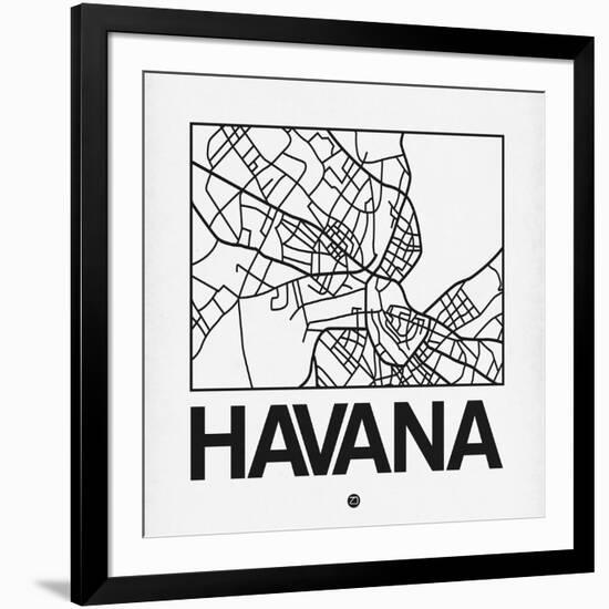 White Map of Havana-NaxArt-Framed Art Print