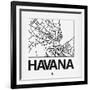 White Map of Havana-NaxArt-Framed Art Print