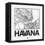 White Map of Havana-NaxArt-Framed Stretched Canvas