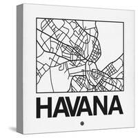 White Map of Havana-NaxArt-Stretched Canvas