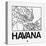 White Map of Havana-NaxArt-Stretched Canvas